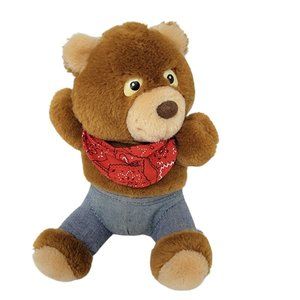 Vintage Caltoy Whatabear Grrr Teddy Bear Plush Stuffed Animal 7" Red Bandana
